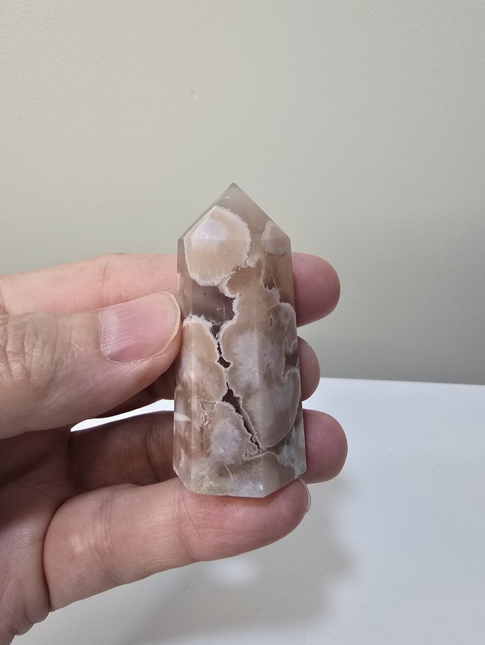 Cherry Blossom Agate Crystal Tower #E - Picture 3 of 6